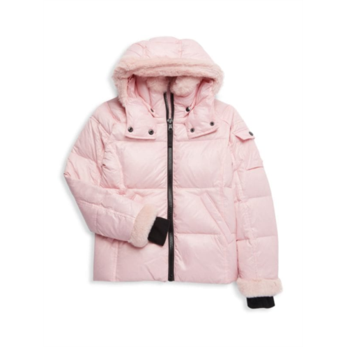 S13 Girls Faux Fur Trim Down Puffer Jacket