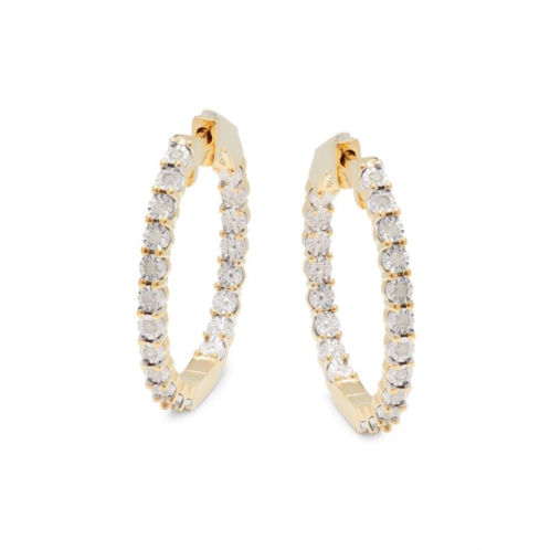 Effy ENY 14K Goldplated Sterling Silver & 0.21 TCW Diamond Hoop Earrings