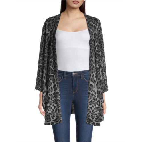 Sofia Cashmere Leopard-Print Jersey U-Shape Cape