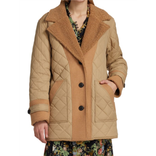 Derek Lam 10 Crosby Amelie Faux Shearling Quilted Reversible Jacket