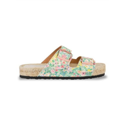 Loveshackfancy x Manebi Nordic Floral Leather Espadrille Slides