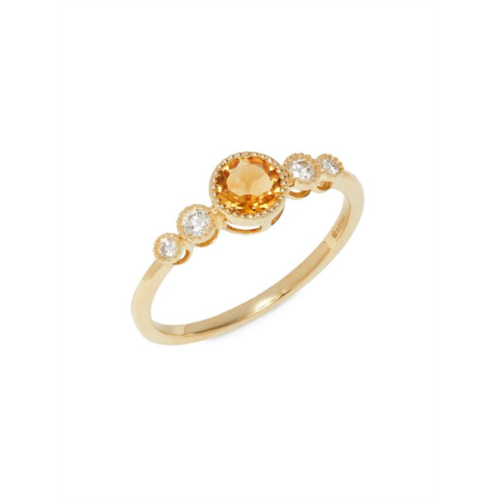 Saks Fifth Avenue 14K Yellow Gold, Diamond & Citrine Ring