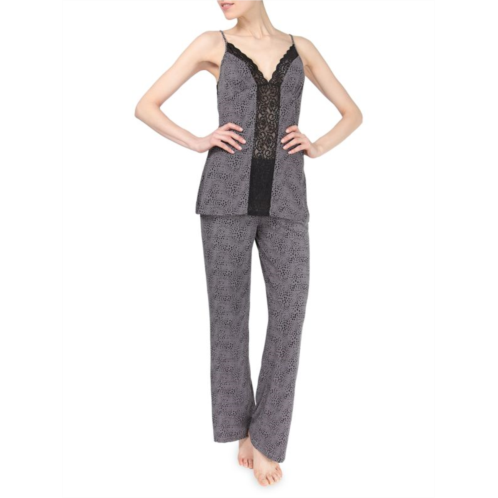 Memoi 2-Piece Lace Trim Cami & Pants Pajama Set