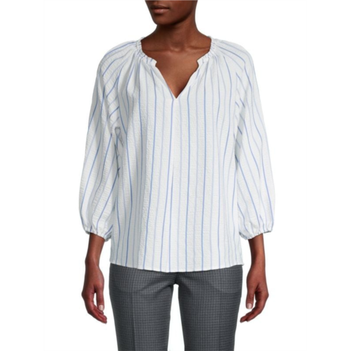 Calvin Klein Vertical-Stripe Peasant Top