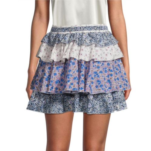 70/21 Floral Ruffle Tiered Mini Skirt