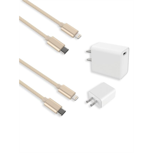 Posh Tech 2-Pack Type-C MFi Lightning Charging Cables with White Wall Plug