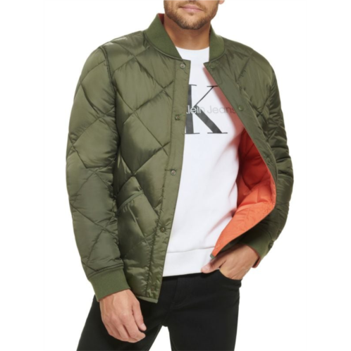 Calvin Klein Reversible Quilted Snap Front Bomber