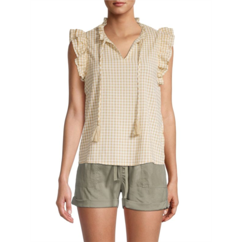 nanette nanette lepore Seersucker Checked Tassel Tie Top