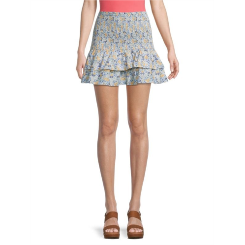 Jacquie The Label Floral Smocked Mini Skirt