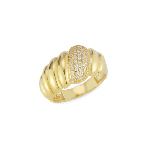 SPHERA MILANO 14K Gold Plated Sterling Silver & Cubic Zirconia Dome Crissont Ring