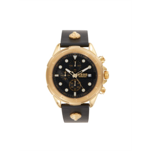 Versus Versace 46MM Goldtone Stainless Steel & Leather Chronograph Watch