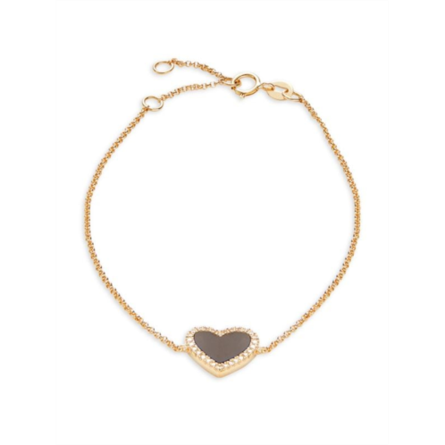 Effy 14K Yellow Gold, Diamond & Onyx Heart Bracelet