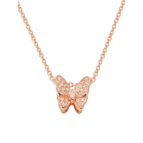 Effy ENY 14K Rose Goldplated Sterling Silver & 0.10 TCW Diamond Butterfly Pendant Necklace