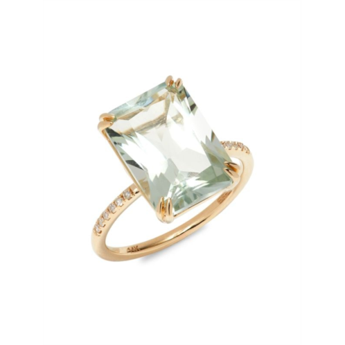 Effy 14K Yellow Gold, Green Amethyst & Diamond Ring