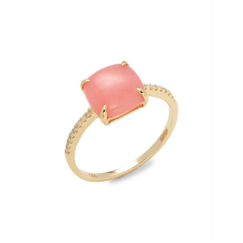 Effy 14K Yellow Gold, Pink Opal & Diamond Ring