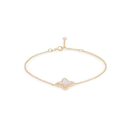 Effy 14K Yellow Gold, Mother of Pearl & Diamond Clover Bracelet