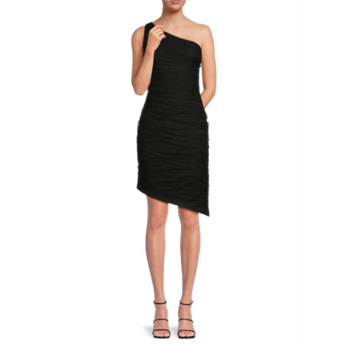 DKNY Asymmetric Ruched One Shoulder Mini Dress