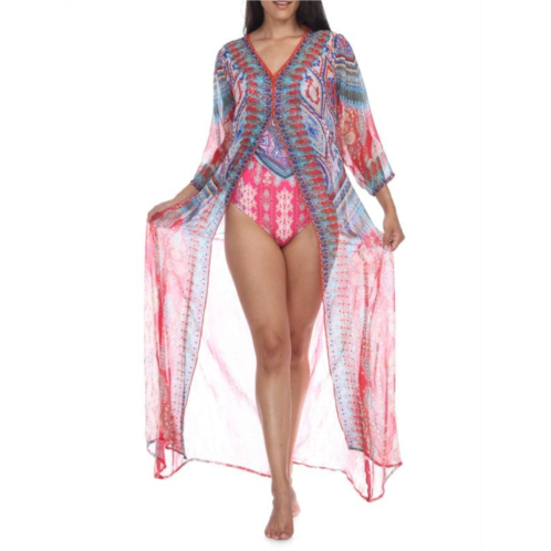 La Moda Clothing ?Tribal Ikat Kimono Cover Up