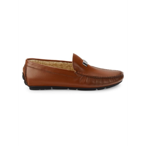 Cavalli CLASS Leather Shearling Lined Driving Loafers
