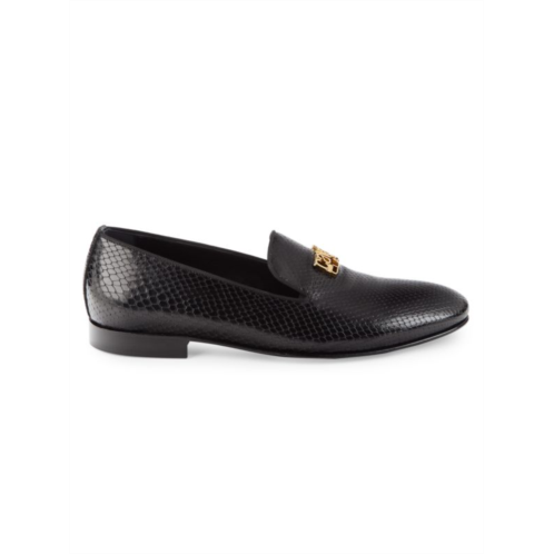 Cavalli CLASS Logo Snake Embossed Leather Loafers