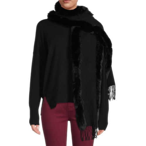 Adrienne Landau Faux Fur Wool Blend Scarf