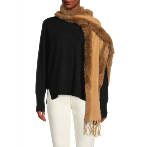 Adrienne Landau Faux Fur Wool Blend Scarf