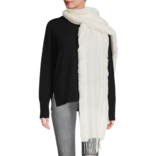 Adrienne Landau Faux Fur Wool Blend Scarf