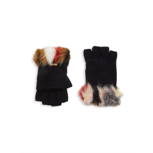 Adrienne Landau Faux Fur Trim Wool Blend Convertible Gloves