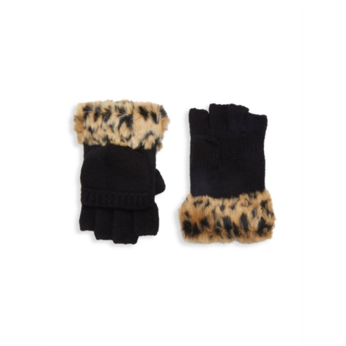Adrienne Landau Wool Blend Faux Fur Convertible Gloves
