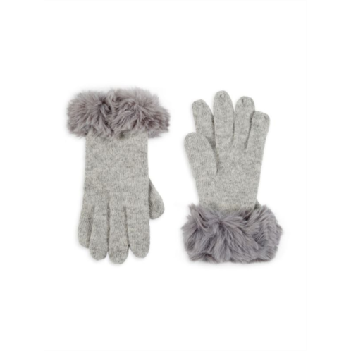 Adrienne Landau Faux Fur Trim Wool Blend Gloves