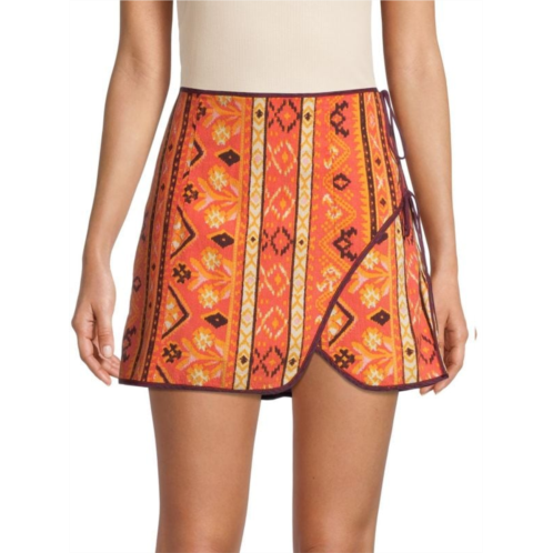 Free People Cleo Geometric-Print Wrap Skirt