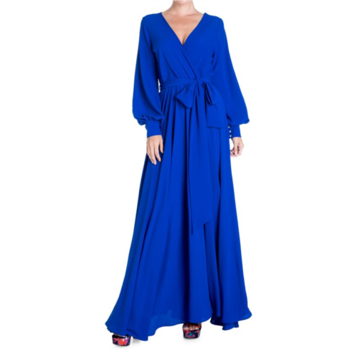 MEGHAN LA Lily Pad Surplice Maxi Dress