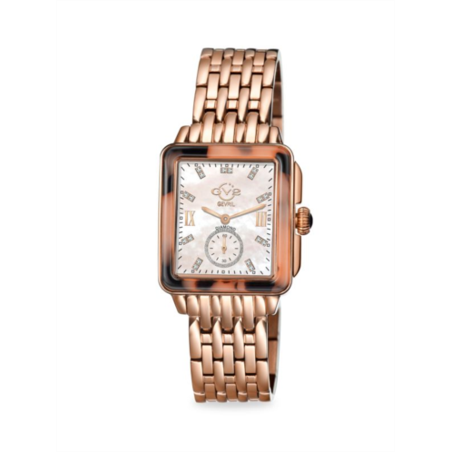 GV2 Bari Tortoise 34MM Rose Goldtone Stainless Steel, Mother-Of-Pearl & Diamond Bracelet Watch