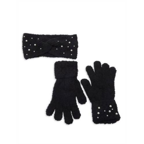 Vince Camuto 2-Piece Faux Pearl Embellished Headband & Gloves Set