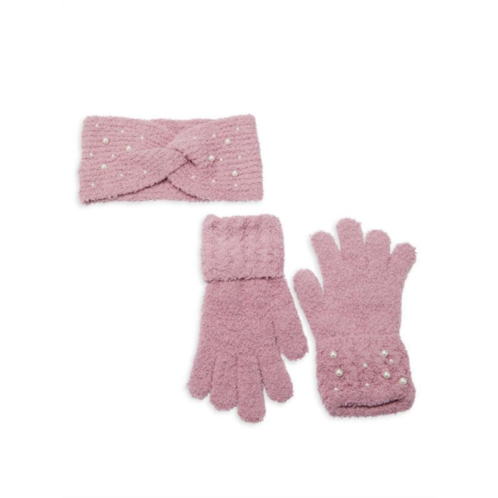 Vince Camuto 2-Piece Faux Pearl Embellished Headband & Gloves Set