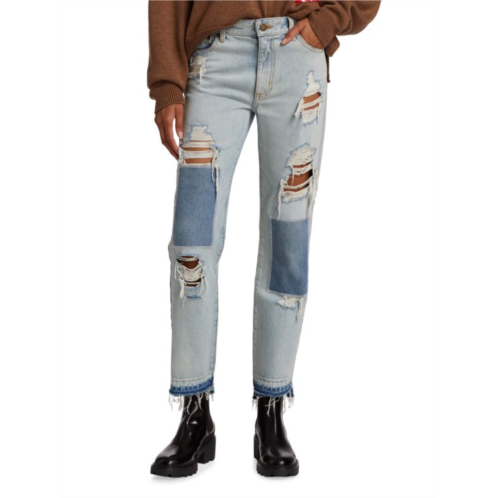 Monse Distressed Patch Straight Leg Jeans