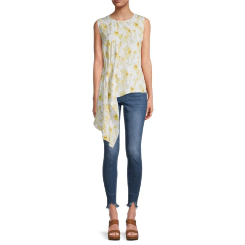 Patrizia Luca Printed Ruched Assymetric Top