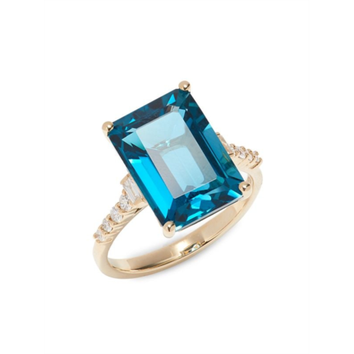 Effy 14K Yellow Gold, London Blue Topaz & Diamond Ring