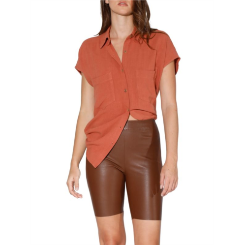 Walter Baker Monique Stretch Leather Biker Shorts