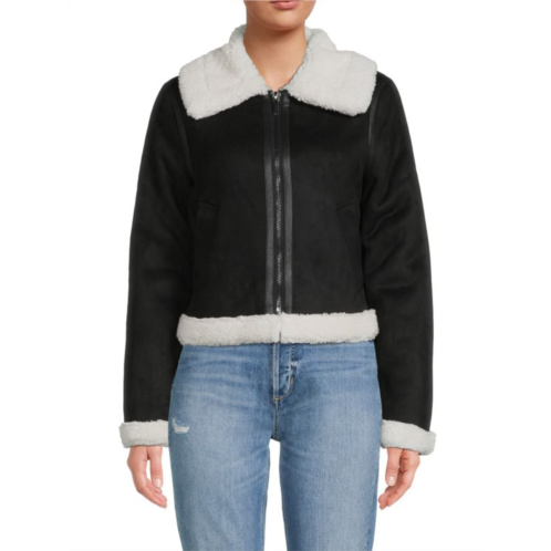 Saks Fifth Avenue Faux Fur Lined Cropped Jacket