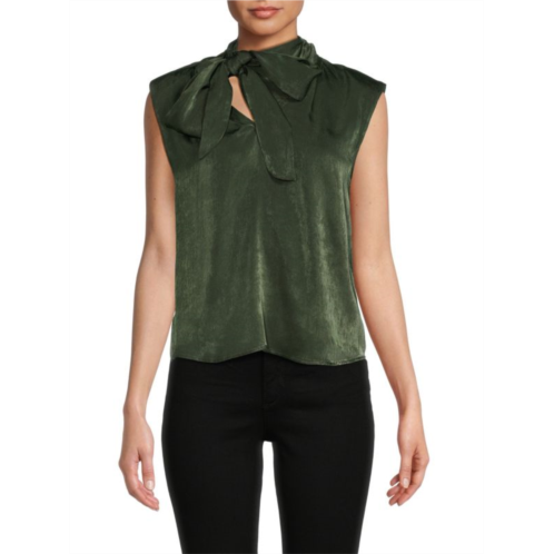 DKNY Tie Neck Satin Top