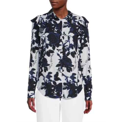 Love Moschino Floral Ruffle Blouse