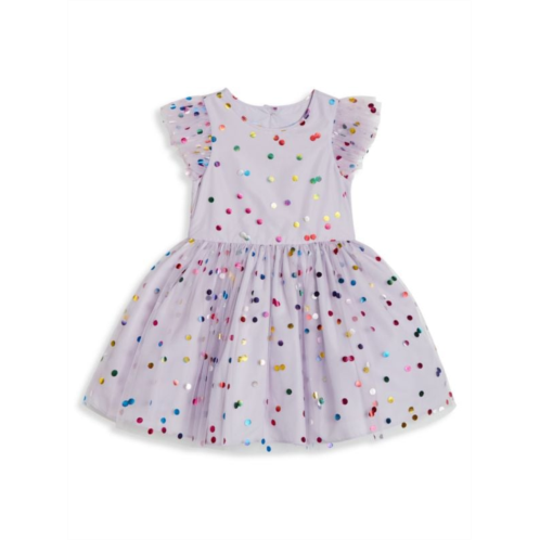 Pippa & Julie Little Girls & Girls Foil Dot Mesh Tulle Dress