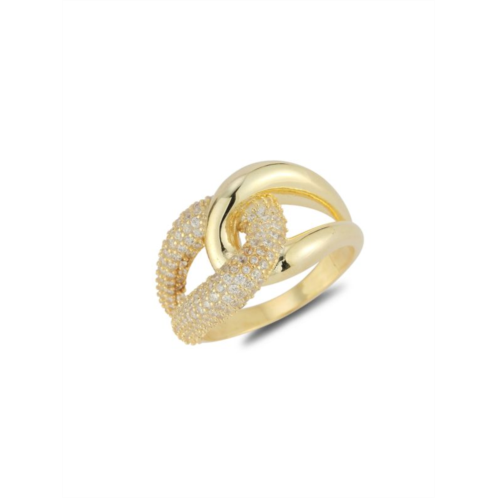 SPHERA MILANO 14K Goldplated Sterling Silver Knot Cubic Zirconia Ring
