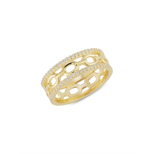 SPHERA MILANO 14K Goldplated Sterling Silver & Cubic Zirconia Chain Ring