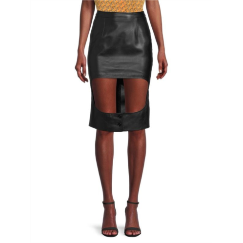 Burberry Cutout Leather Pencil Skirt