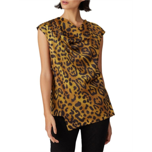 Adam Lippes Collective Leopard Print Cowlneck Top