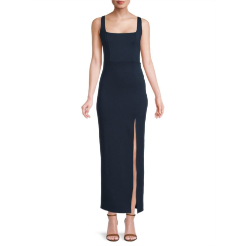 Socialite Thigh High Slit Sheath Midi Dress