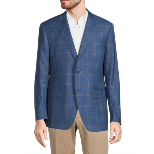 Saks Fifth Avenue Modern Fit Windowpane Wool Blend Sportcoat