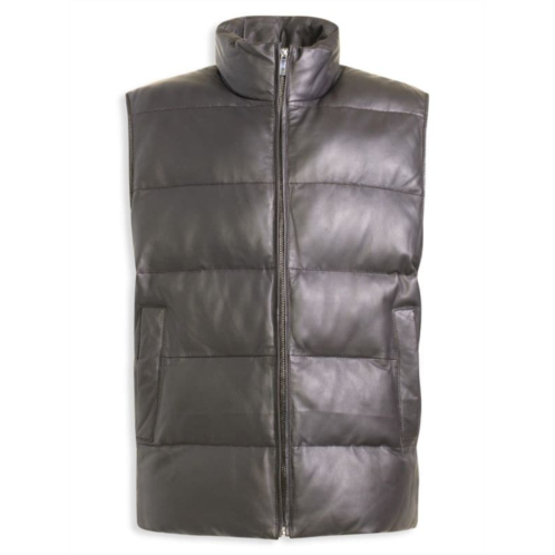 WOLFIE FURS Leather Padded Down Vest